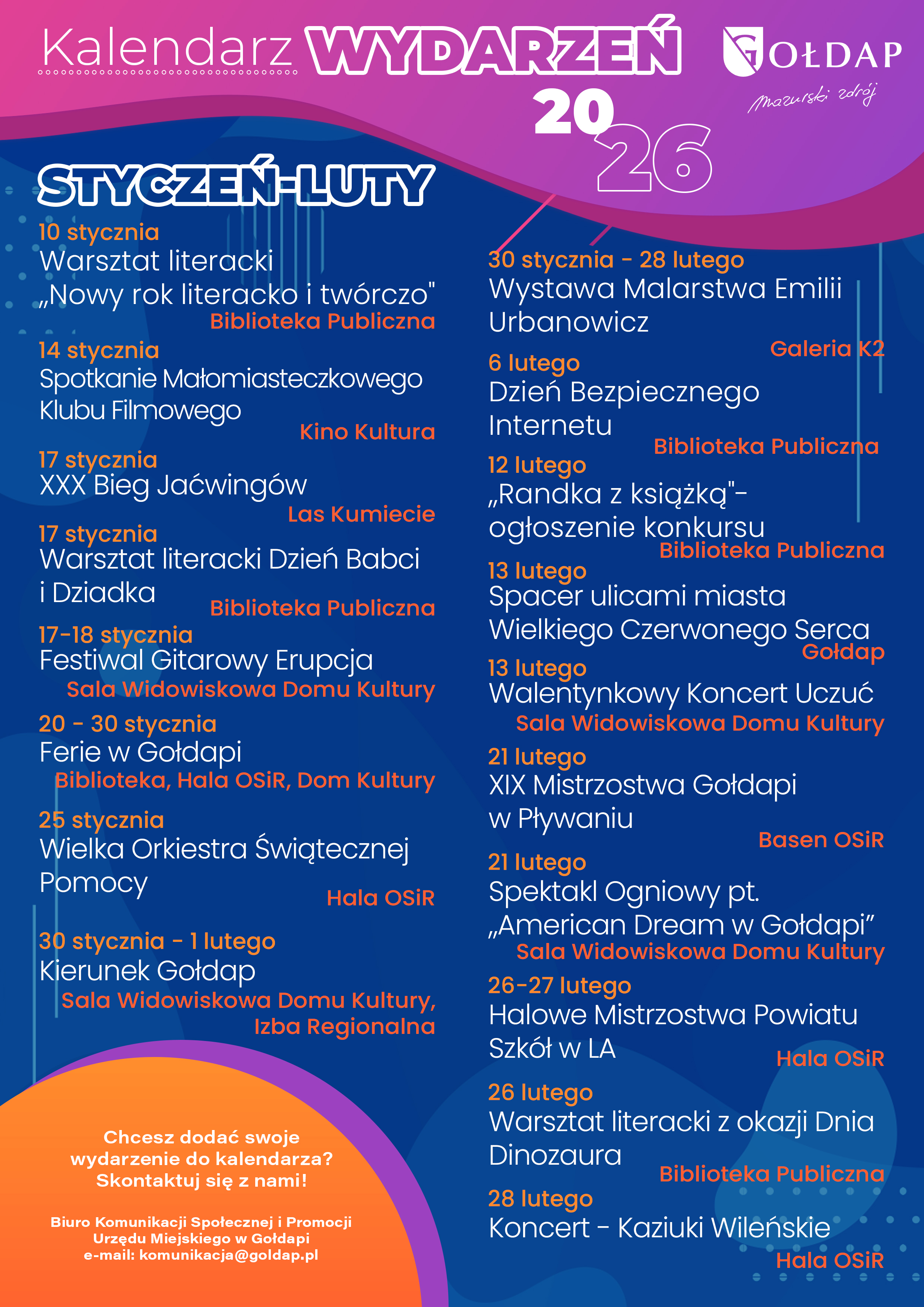 Zdjęcie przedstawiające cały kalendarz wydarzeń